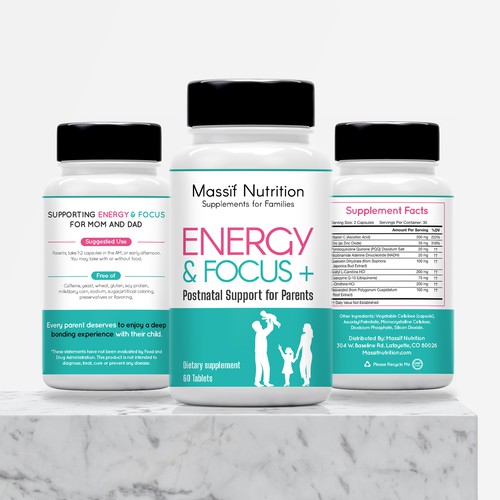 Bottle label design for Energy and focus product