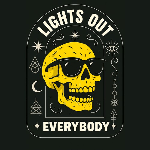 Cool Retro Skull Art - Neon Yellow Skull Design with Sunglasses (This Design Is Available For Sale) 