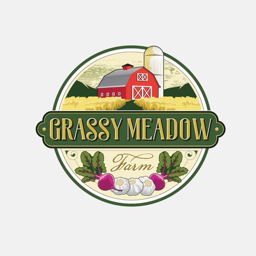 Logo design for a garlic/ root vegetable specialty farm.