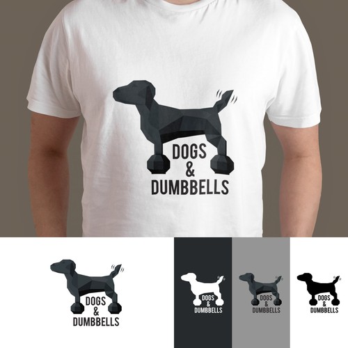 Logo concept for t-short business "Dogs and Dumbbells"