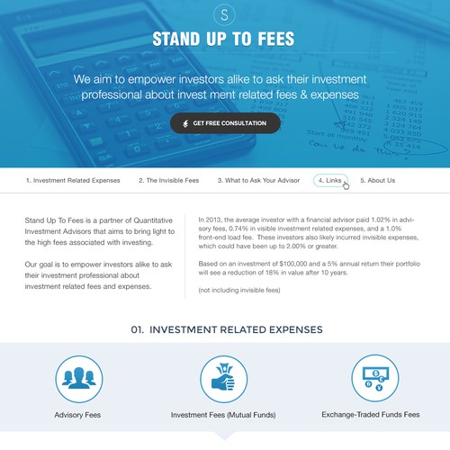 Design for Stand Upto Fees helping investment advisor & partner