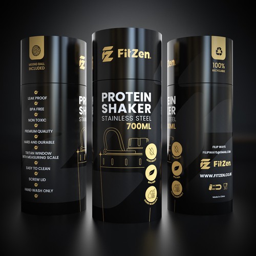 Protein shaker logo and packaging design