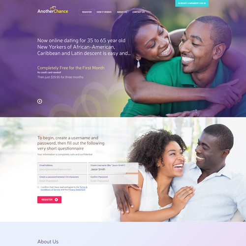 Design for a dating site