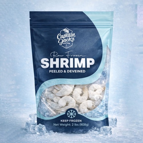 Frozen Shrimp Packaging Design | Clean, Fresh & Premium Look