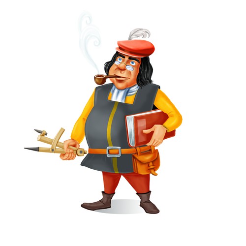 Create a fun and charming mascot of an italian merchant for accounting students!