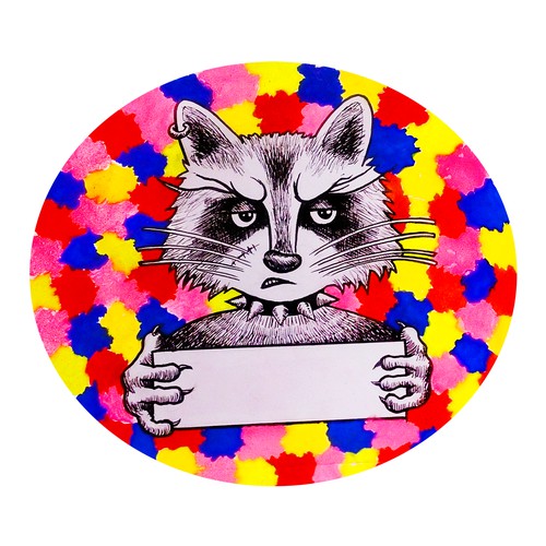 Punky racoon for beer etiquette