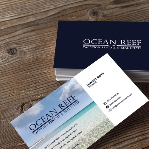 Business card for beach rental firm