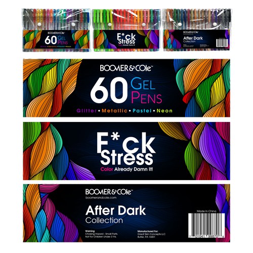 Create a Unique Label Design for a Boomer & Cole After Dark Gel Pen Set!