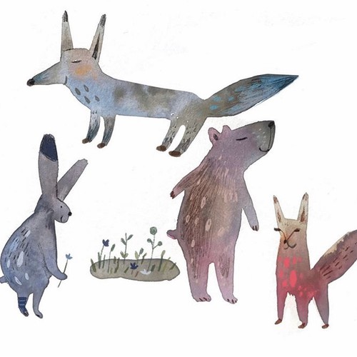 Watercolor animals characters