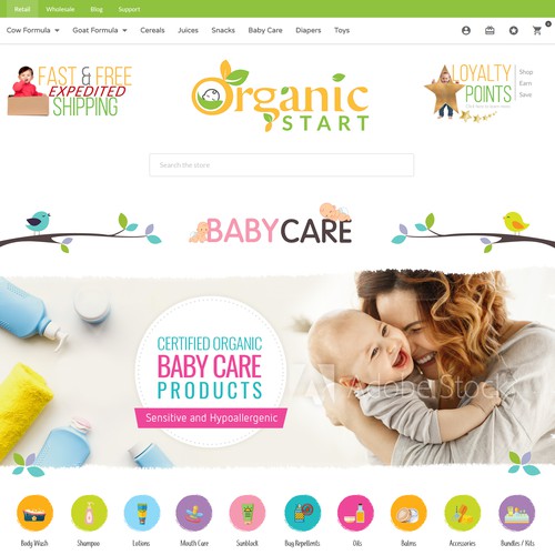 Web page design for Organic