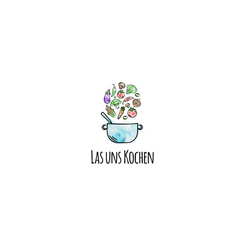 water color style vegan logo design