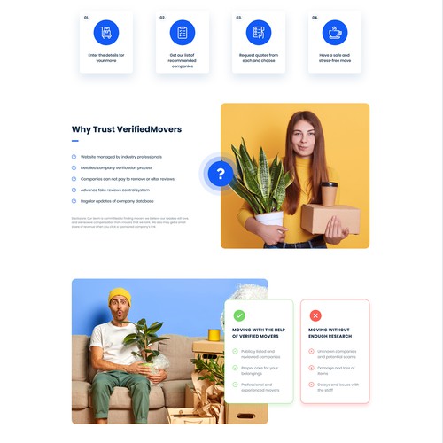Conversion focused redesign of a listing website for moving companies (VerifiedMovers.com)