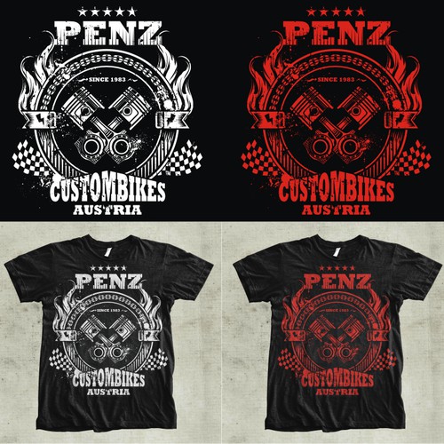 Create a shirt-design for PENZ Custombikes