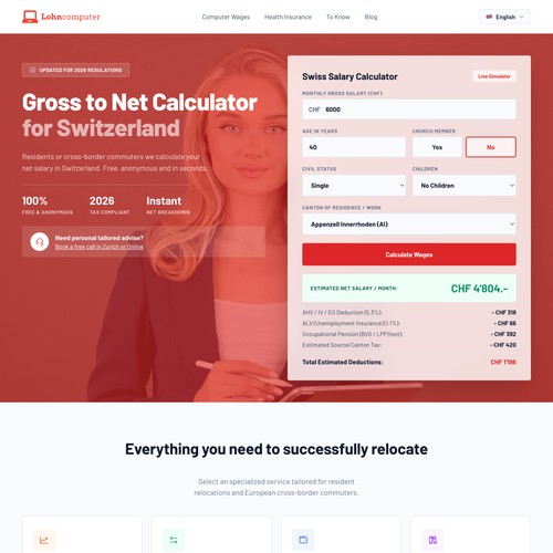 Lohncomputer.ch Homepage Redesign