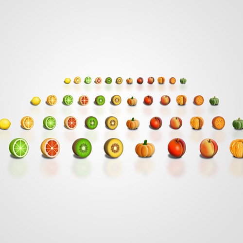Application icon set (fruit/trees/sealife)