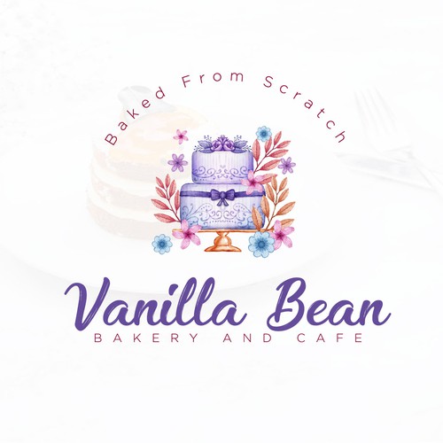 Watercolor and floral concept for Vanilla Bean bakery