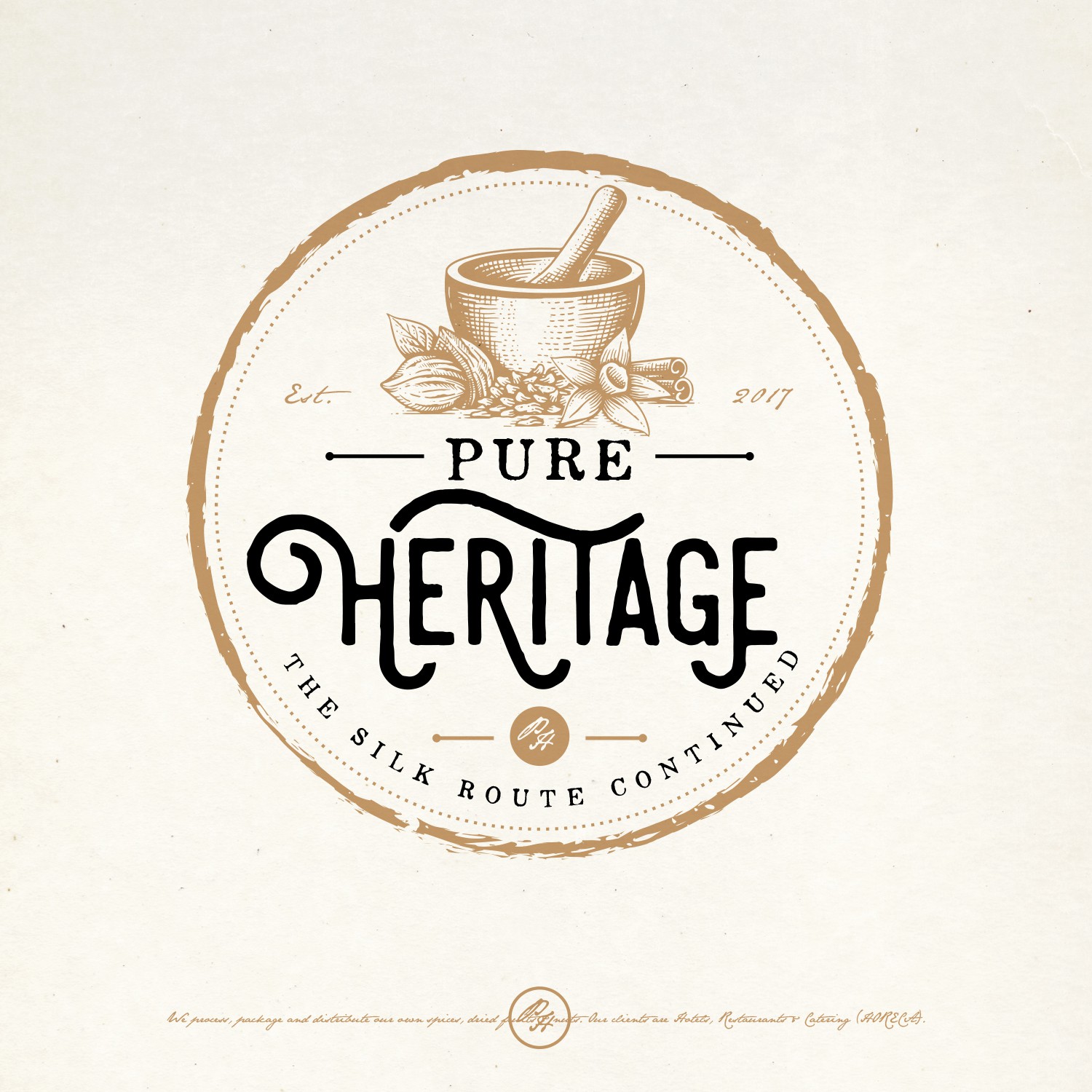 vintage mortar and pestle logo design