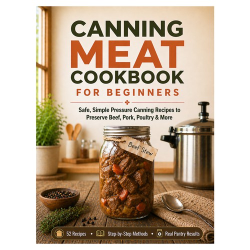 Book Cover Design for KDP — Canning Meat Cookbook