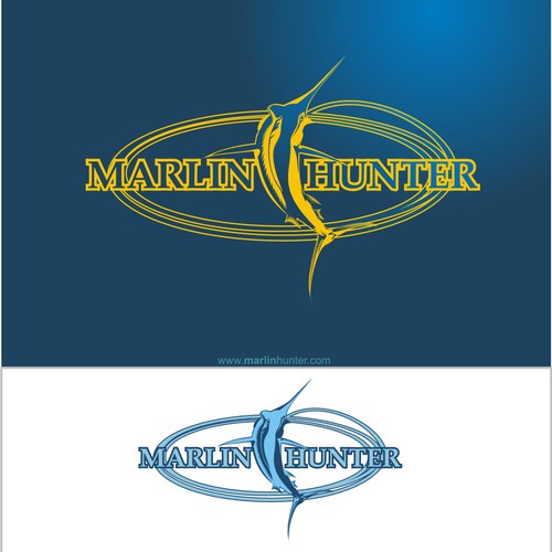 Create the next logo and business card for Marlin Hunter