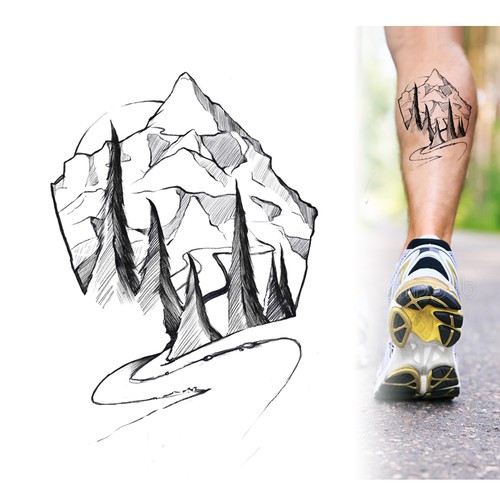 Mont Blanc Running Tattoo