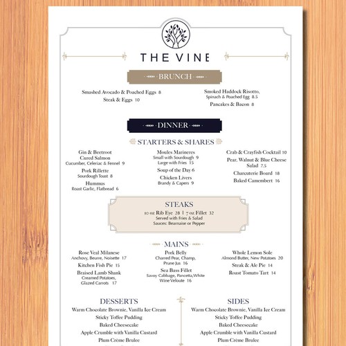 Elegant Restaurant Menu