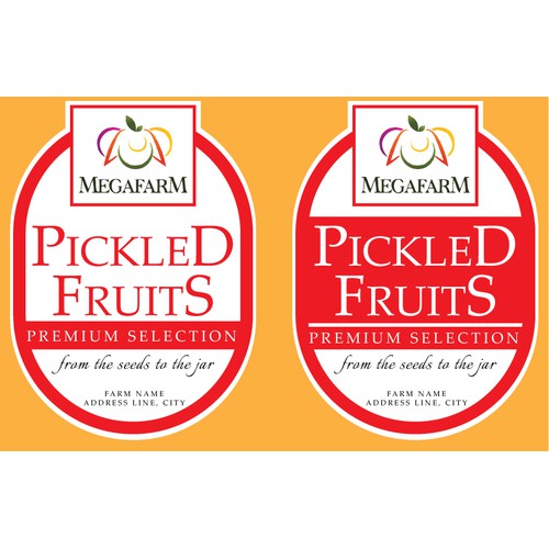 Designing sticker for premium class pickle's products.