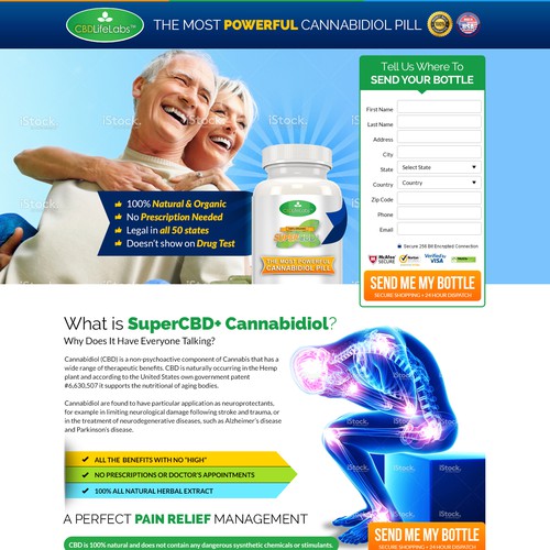 Hemp Pain Supplement Landing Page Design