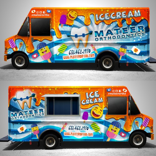 Ice cream truck for an orthodontist office wrap design