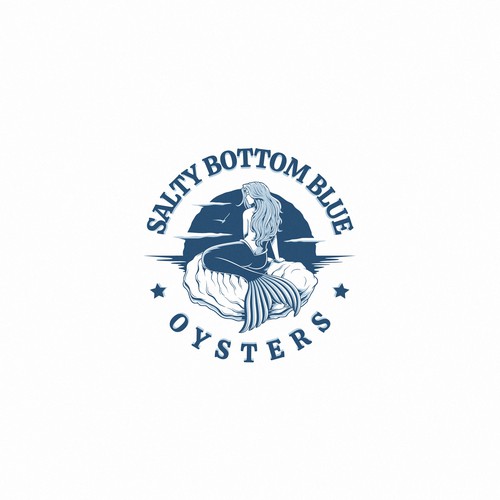 Eye catching logo for Salty Bottom Blue Oysters