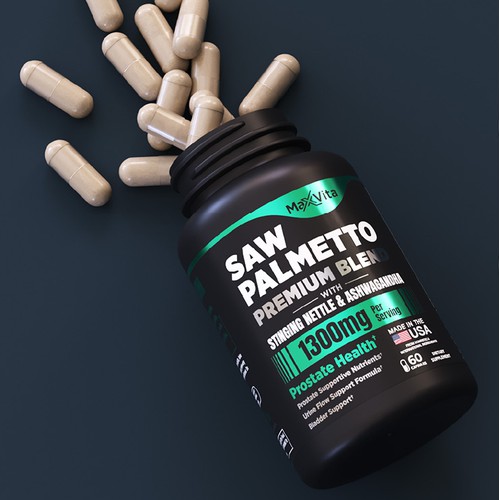 Saw Palmetto Supplement Label & Amazon Product Images Design
