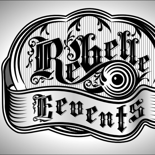 Vintage, hand-drawn illustration with hand-lettering for Rebelle logo