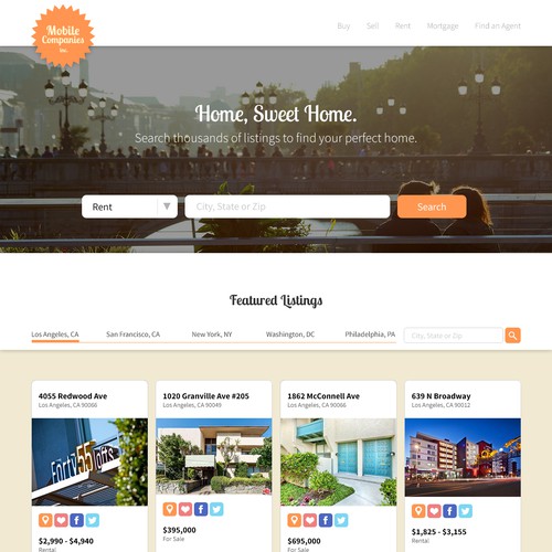 Real Estate Listing App Website Design