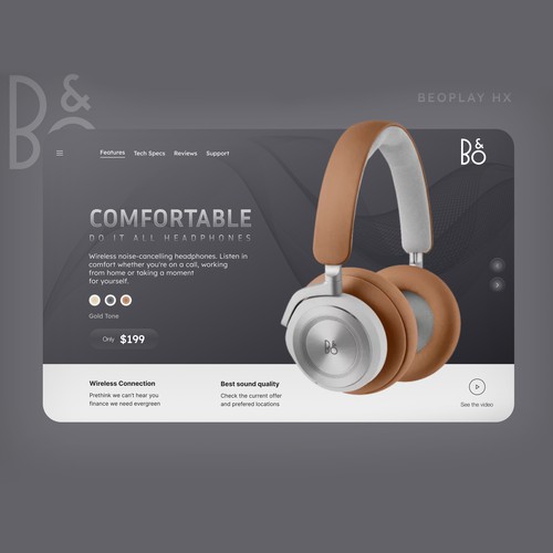 Wireless Harmony: Headphone Website Header UI Design