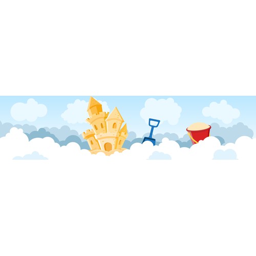 "Sandcastle in the clouds" graphic for software company