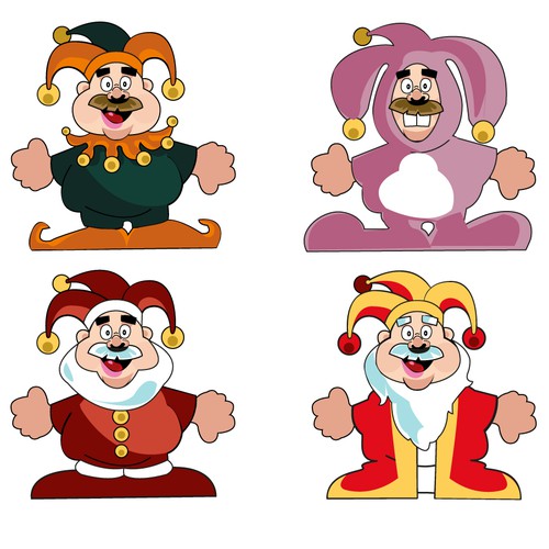 Create a joker character and 8 variations for Intus