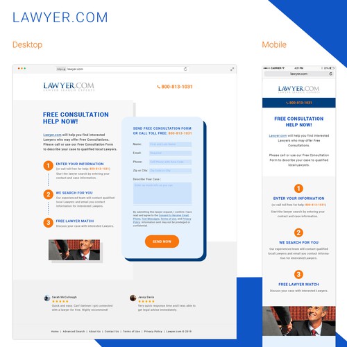 Lawyer.com Landing Page