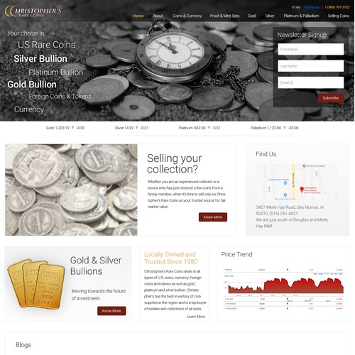 Christopher's Coin Website Design Winning Design