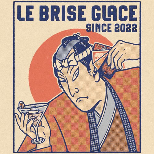 Tshirt design for Le Brise Glace, a board game bar.