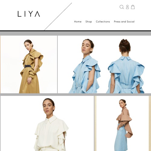 Homepage design for a fashion brand