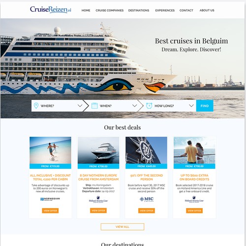 Responsive web design for a cruise selling website