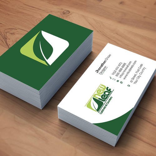 Clean and Modern Business Card for New Life Cabinates and Counters.