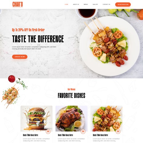 Food restaurant website design