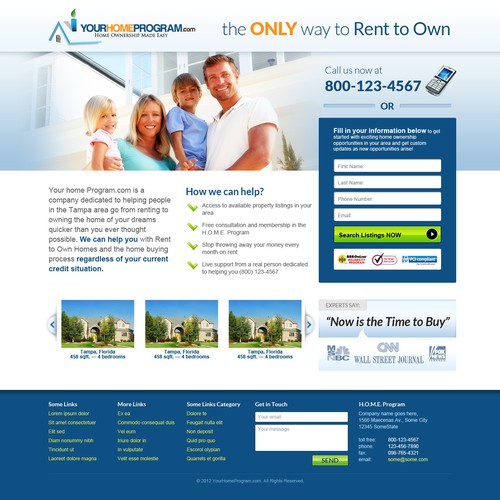 Landing page design for YourHomeProgram.com