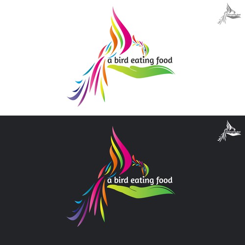 An Abstract Colorful Logo for A bird Eating Food Co.