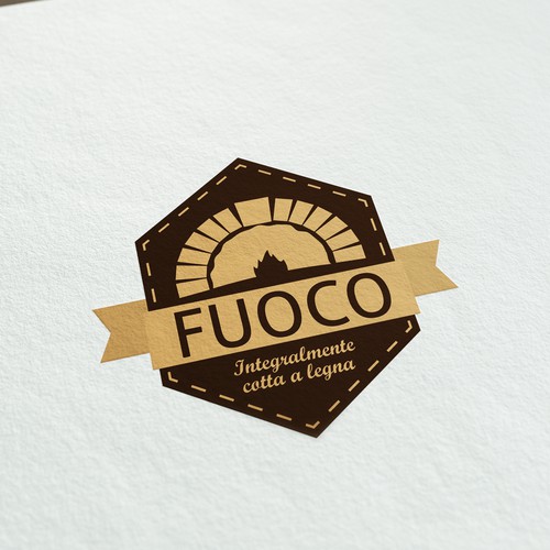 Badge logo concept for pizza made in wood only oven