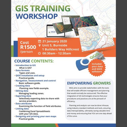 A simple design required for a single page advert for a GIS training course.