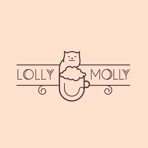 Logo for a bar-patisserie with a cute cat illustrationCat logo