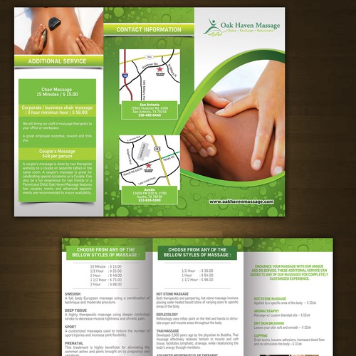 New brochure design wanted for Oak Haven Massage