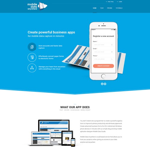 Mobile Data Anywhere homepage