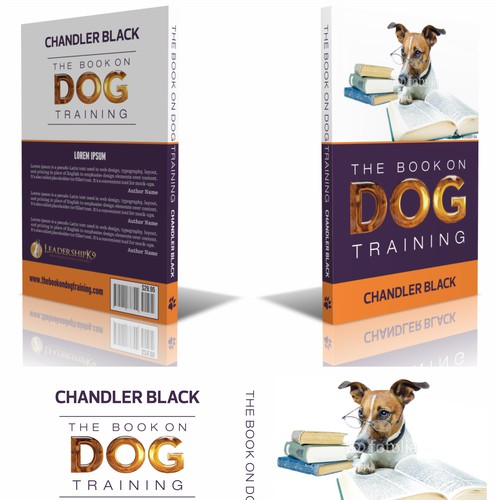 Create a playful and clean cover for "The Book on Dog Training"